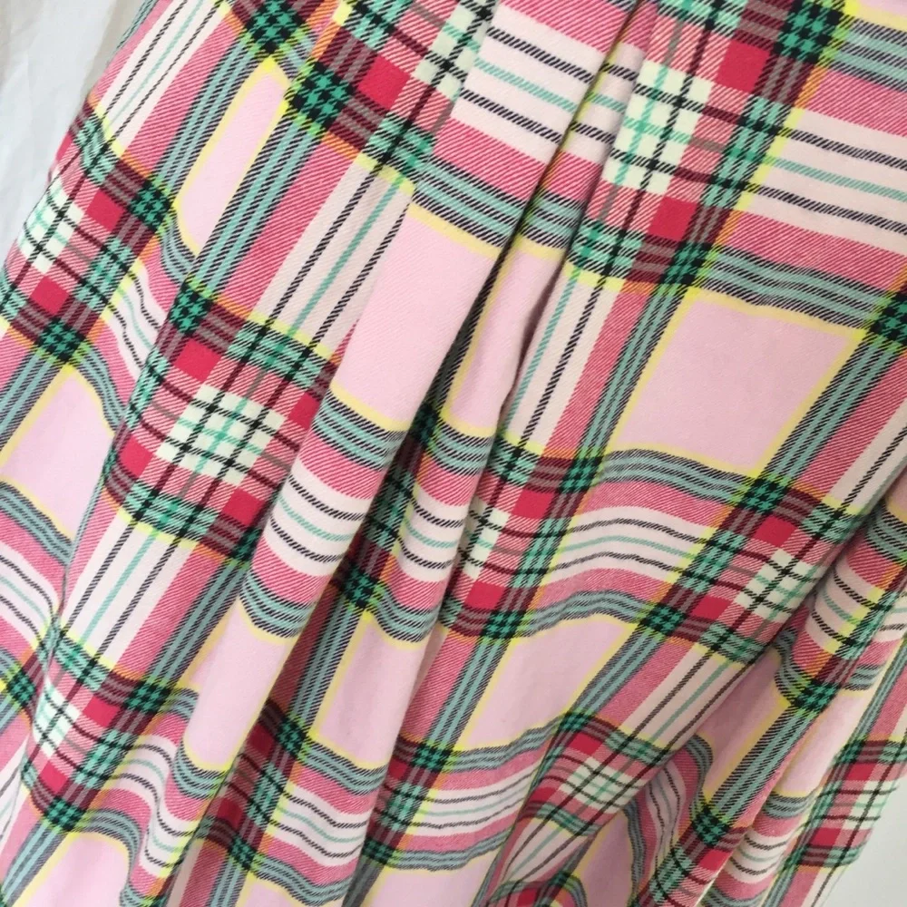 DANGERFIELD 18 plus size womens pleated plaid mini skirt pink green tartan curvy - Picture 5 of 16